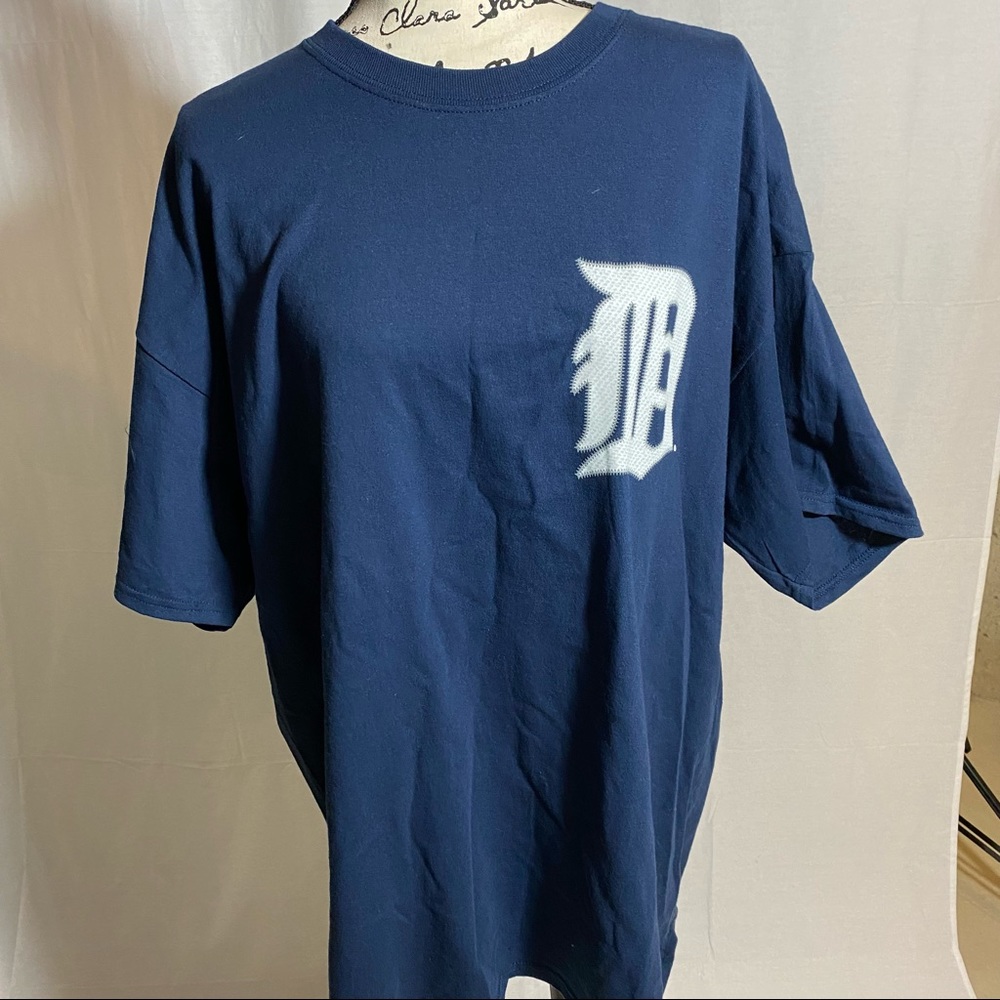MLB Navy Blue Short Sleeve Tee with White Detroit D Logo